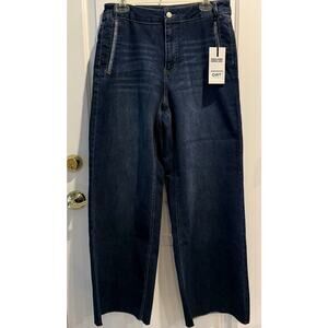 OAT New York High Rise Wide Leg Jeans 8/29 Boho Festival 90s Raw Hem NWT